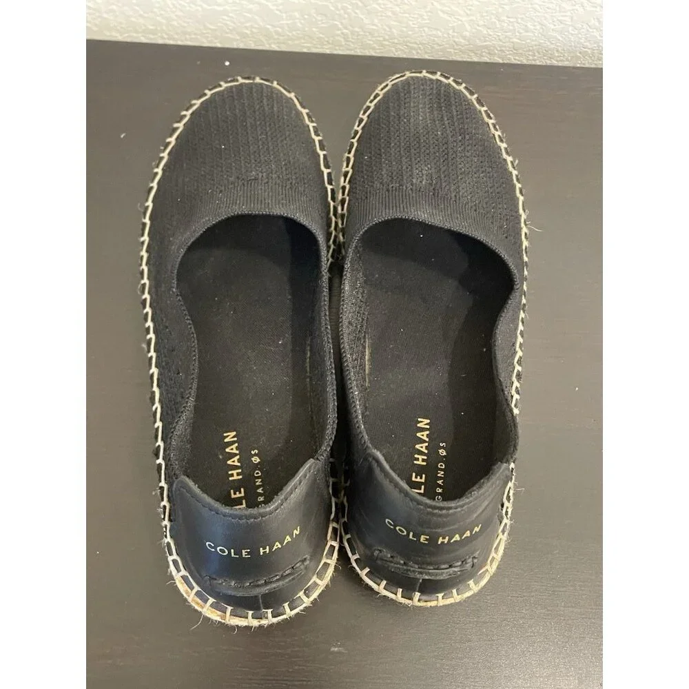 Womens Cole Haan Espadrille Black Shoes 6.5‎ B Boho Beach Cloudfeel Stitchlite